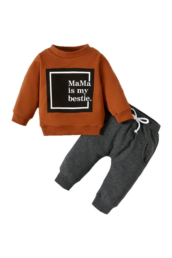 Baby Boy Girl Clothes Toddler Fall Winter Outfits Crewneck Sweatshirt and Jogger Pants Set