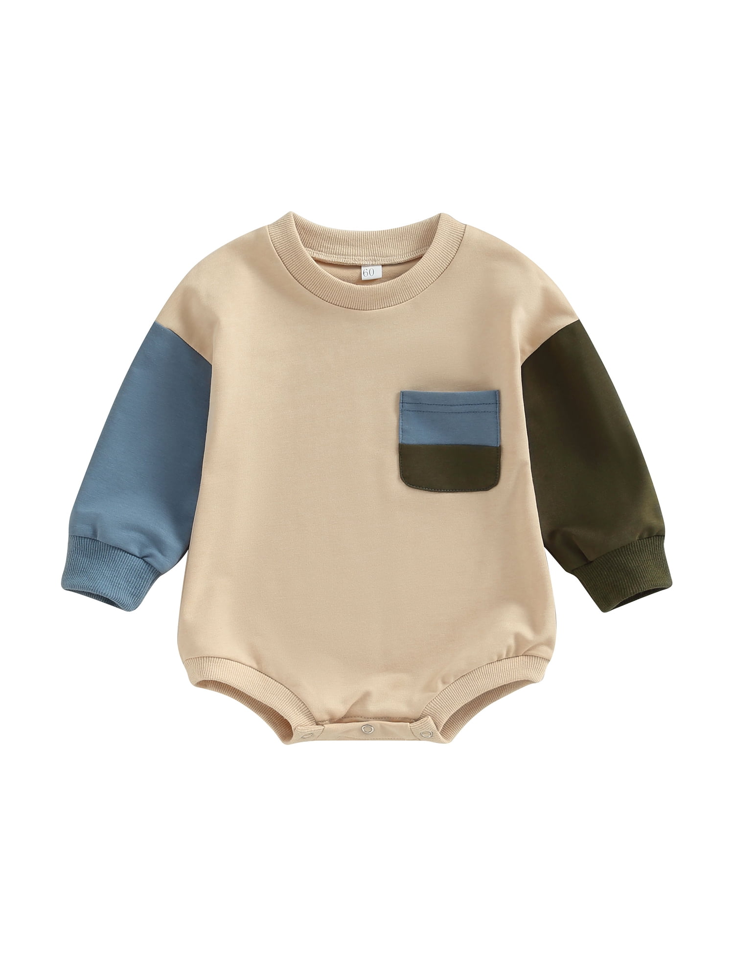 Baby Boy Girl Color Block Sweatshirt Romper Oversized Bubble Sweater