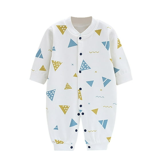 Baby Boy Girl Cotton Print Romper Jumpsuit Playsuits Outfits Romper Baby Boy Unisex Clothes Light Blue 9-12 Months