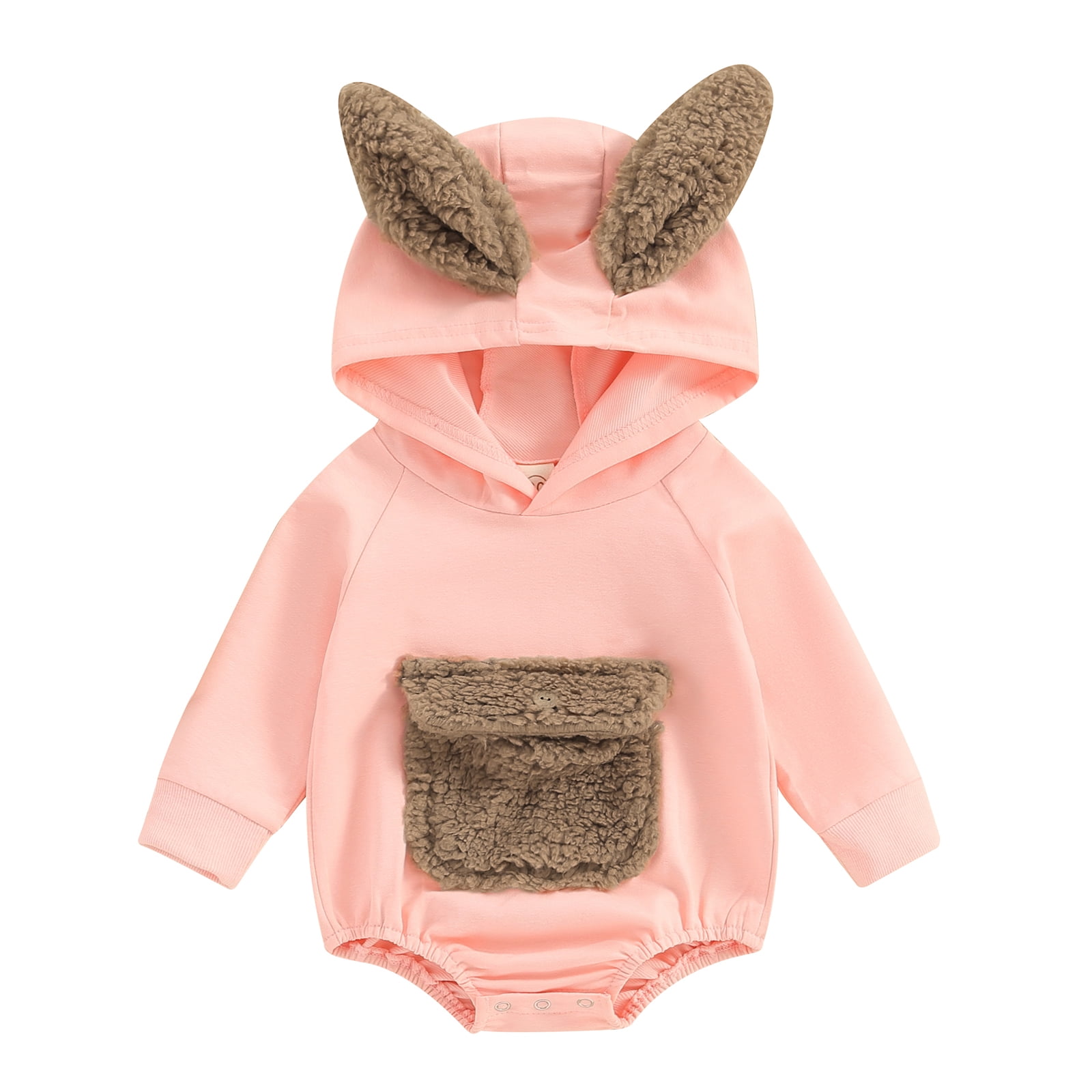 Baby Boy Girl Eater Outfit Newborn Bunny Romper Fluffy Ear Hooded Sweatshirt Bubble Onesie
