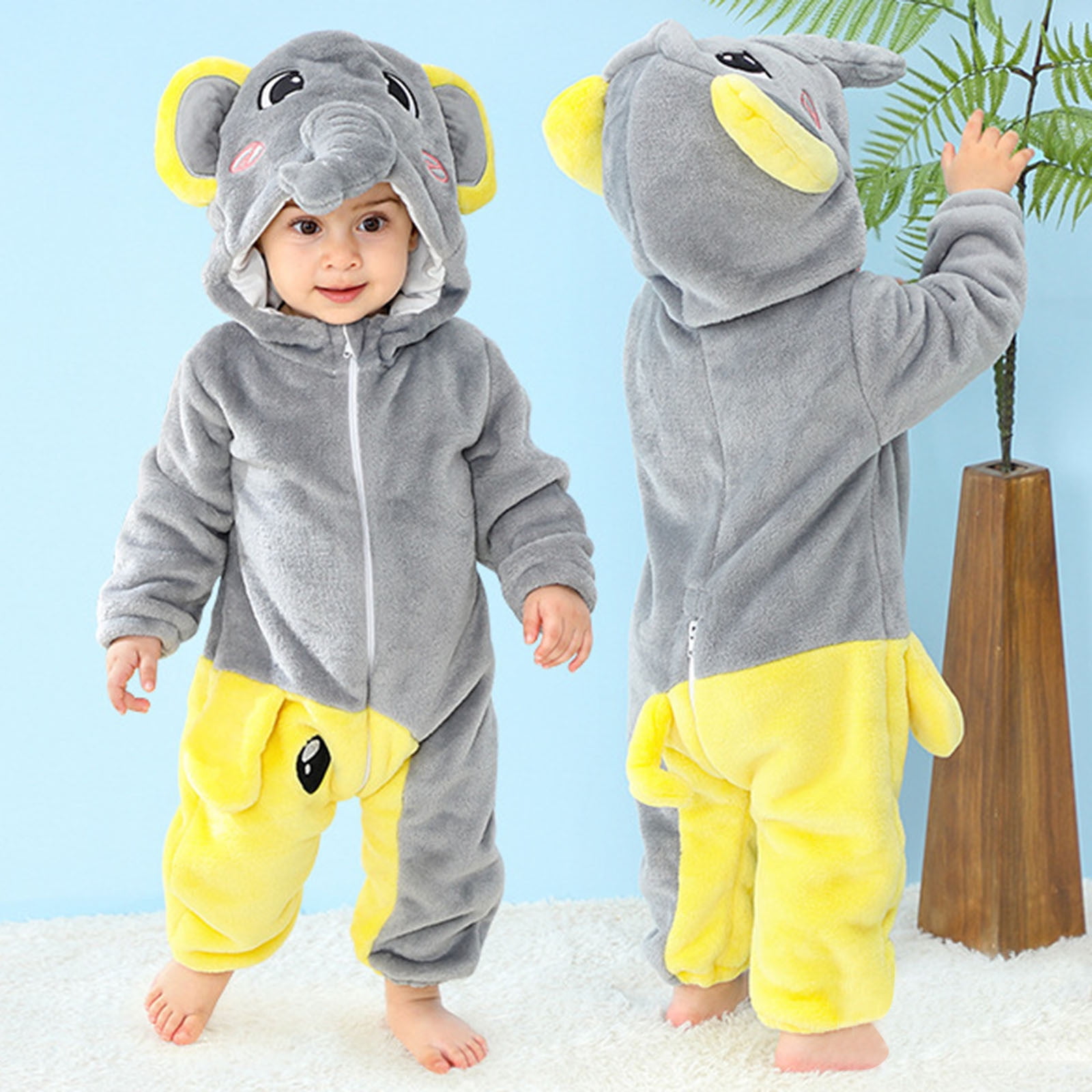 Baby Boy Girl Jumpsuit Cartoon Animal Outfit Long Sleeve Romper Autumn Hooded Romper Outfits 2-3 Years Girl