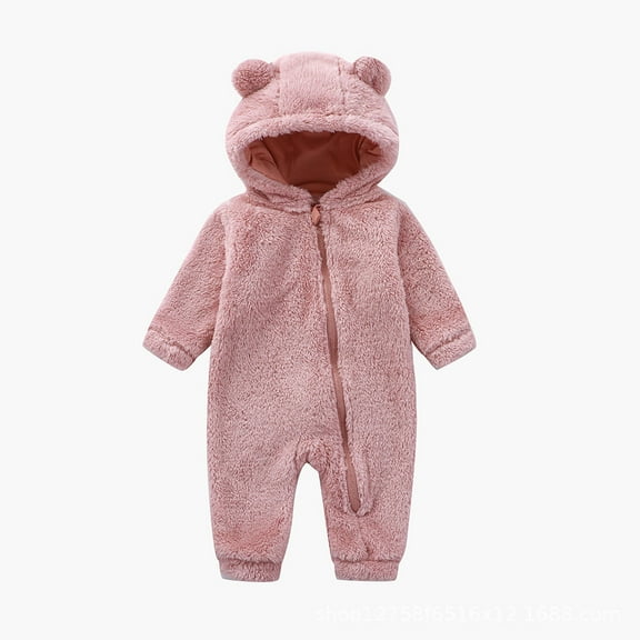 Baby Boy Girl Fleece Jumpsuit Long Sleeve Zip Up Cute Animal Baby Romper Halloween Sleepwear Newborn Winter Clothes for Dress Up Party 12-18 Months
