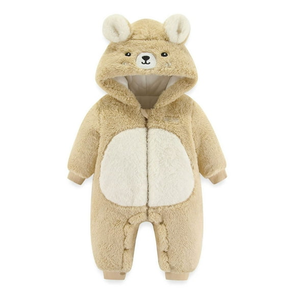 Baby Boy Girl Fleece Jumpsuit Long Sleeve Zipper Animal Themed Baby Romper Onesie Pajamas Baby Outerwear for Dress Up Party 0-3 Months