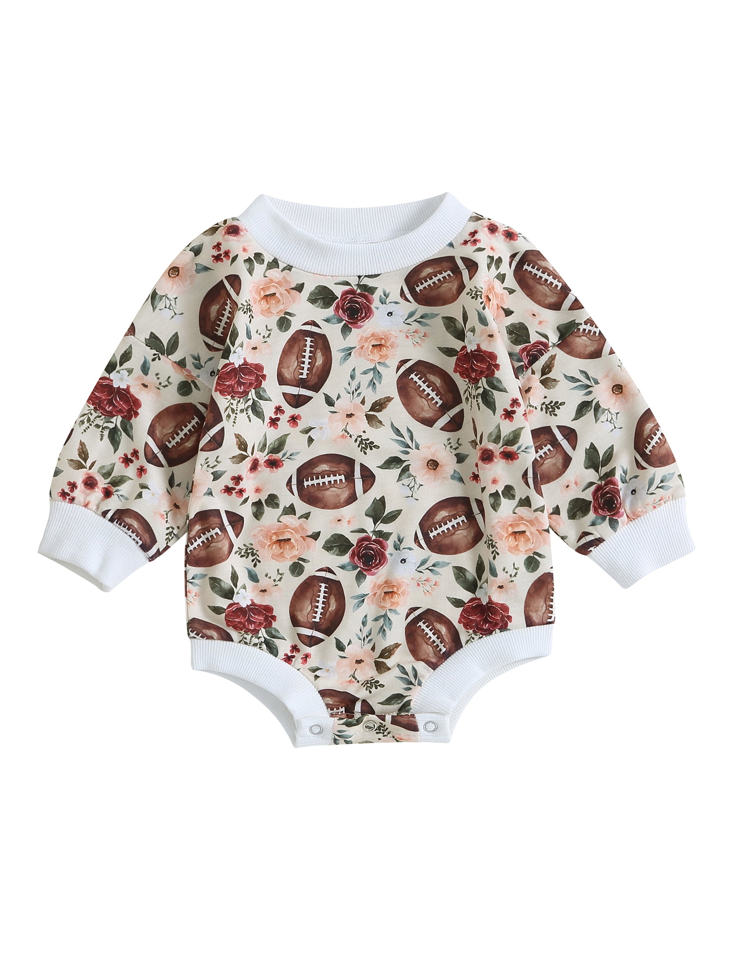 Baby Boy Girl Game Day Football Sweatshirt Bubble Romper Casual Long