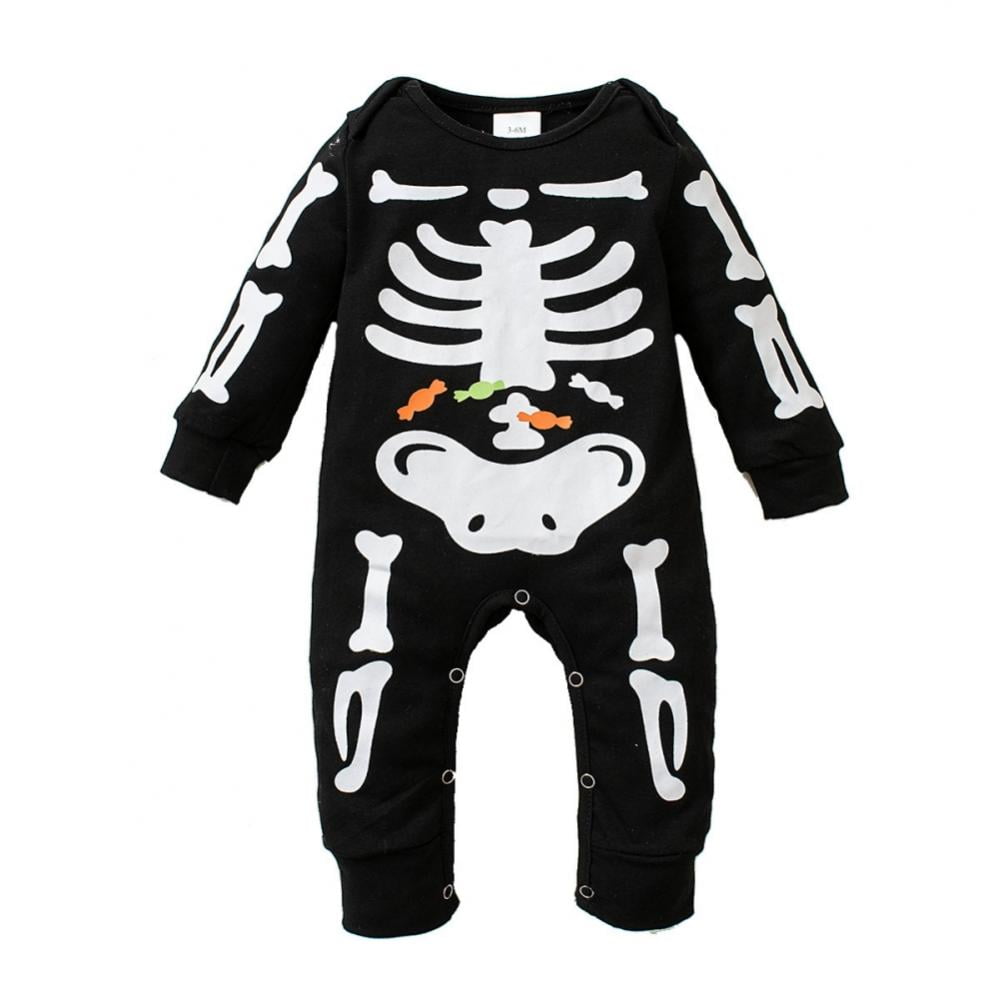 Baby Boy Girl Halloween Costume Newborn Skeleton Outfit Skull Outfit