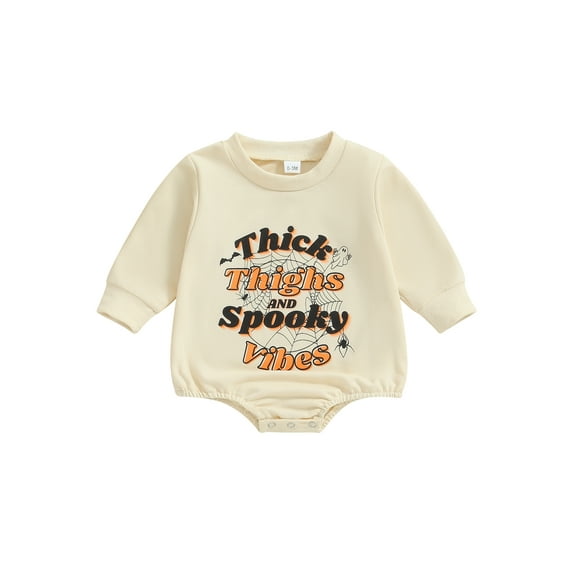 Baby Boy Girl Halloween Outfits Funny Letter Long Sleeve Sweatshirt Romper Newborn One Piece Bodysuit Fall Winter Clothes
