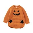 thumbnail image 1 of Baby Boy Girl Halloween Outfits Newborn Pumpkin Knitted Romper Fall Winter Bubble Sweater Bodysuit Jumpsuit Cute One Piece Clothes, 1 of 7