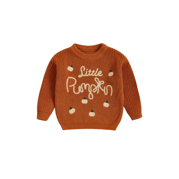 Baby Boy Girl Halloween Oversized Knit Sweater Letter Pumpkin Chunky Long Sleeve Pullover Sweater Shirts Warm Fall Winter Tops Clothes