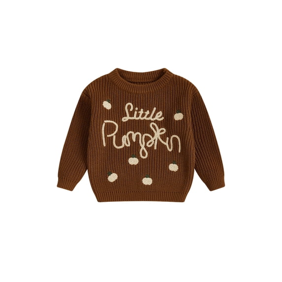 Baby Boy Girl Halloween Oversized Knit Sweater Letter Pumpkin Chunky Long Sleeve Pullover Sweater Shirts Warm Fall Winter Tops Clothes