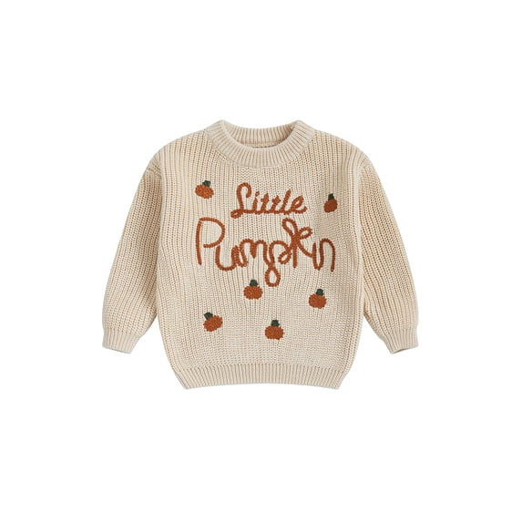 Baby Boy Girl Halloween Oversized Knit Sweater Letter Pumpkin Chunky Long Sleeve Pullover Sweater Shirts Warm Fall Winter Tops Clothes