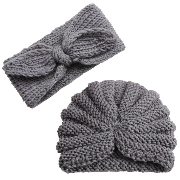 Baby Boy Girl Knitted Turban Hat Hair Band Headwear Cap Sets Baby Boy Bag Flower Hat
