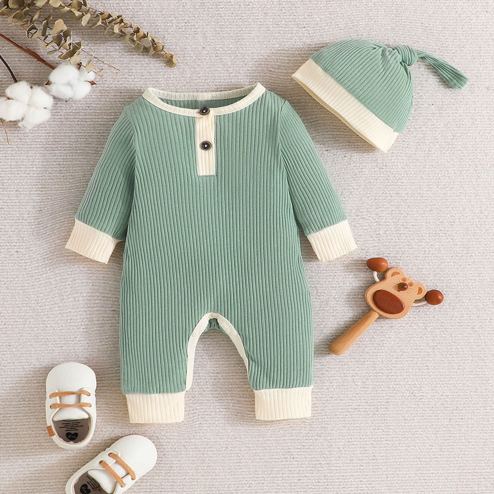 Newborn Baby Boy Girl Long Sleeve  Cotton Romper Jumpsuit Playsuit One Pieces Baby Clothes 0-9M In Famous Holidays Pajamas Style