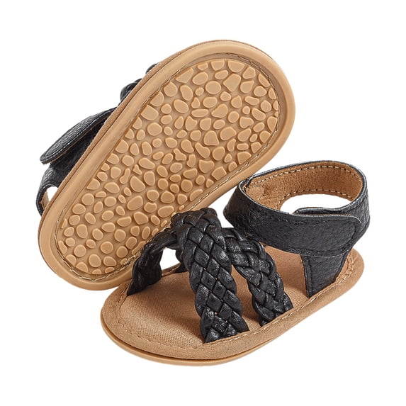 Baby Boy Girl Open Toe Summer Sandals Lightweight Breathable Shoes Infant Non-Slip First Walking Sneakers,Black
