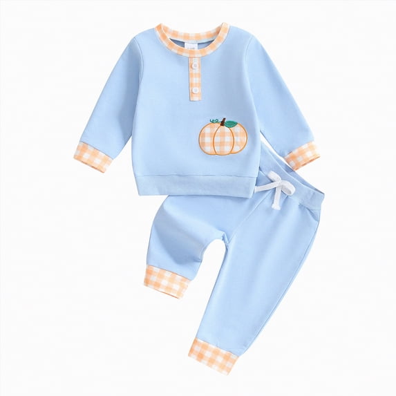 Baby Boy Girl Outfits Toddler Autumn Winter Round Neck Long Sleeve Drawstring Pants 3M 6M 12M 18M Sweatshirt and Jogger Sweatpants Clothes 2 PC