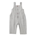 thumbnail image 1 of Baby Boy Girl Overalls Cotton Gauze Sleeveless Romper Button Down Jumpsuits with Pockets Toddler Summer Clothes, 1 of 2