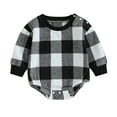 thumbnail image 1 of Baby Boy Girl Plaid Flannel Romper 3M 6M 12M 18M Sweatshirt Onesie Crewneck Oversized Long Sleeve Bodysuit Outfit, 1 of 9