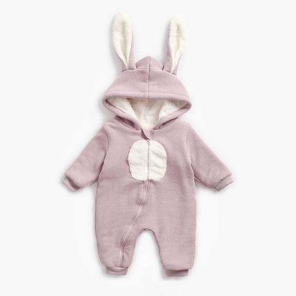 Baby Boy Girl Romper Cotton Cute Bunny Long Sleeves Zipper Hoodie Infant Bodysuits Jumpsuit Outwear Winter Children's Jumpsuit Baby Hoodie Rabbit Jumpsuit Long Crawling Suit