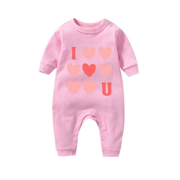 Baby Boy Girl Romper Newborn Cute Onesies Clothes Valentines Day Gifts Hearts Print First Christmas Outfit 3-18 Months (12 Months, Pink 04)