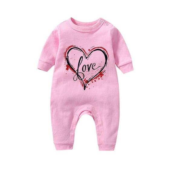 Baby Boy Girl Romper Newborn Cute Onesies Clothes Valentines Day Gifts Hearts Print First Christmas Outfit 3-18 Months (12 Months, Pink 11)