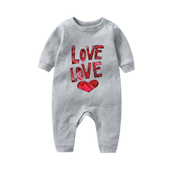 Baby Boy Girl Romper Newborn Cute Onesies Clothes Valentines Day Gifts Hearts Print First Christmas Outfit 3-18 Months (3 Months, Gray 03)