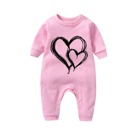 Baby Boy Girl Romper Newborn Cute Onesies Clothes Valentines Day Gifts Hearts Print First Christmas Outfit 3-18 Months (3 Months, Pink 07)