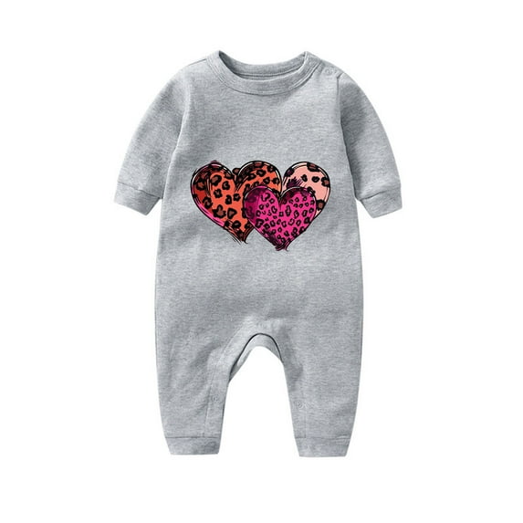 Baby Boy Girl Romper Newborn Cute Onesies Clothes Valentines Day Gifts Hearts Print First Christmas Outfit 3-18 Months (6 Months, Gray 12)