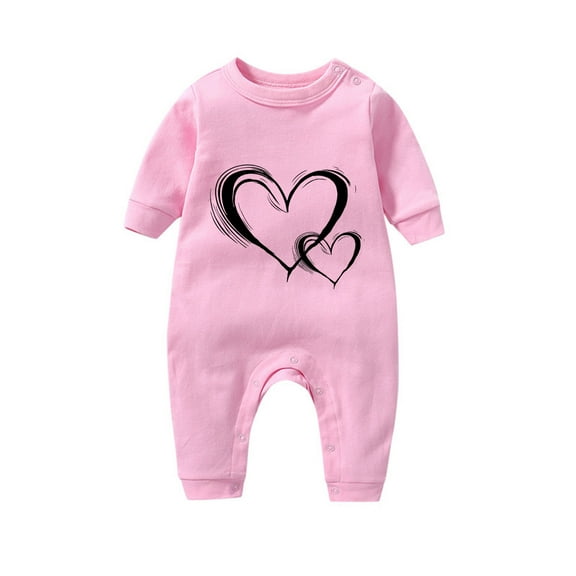 Baby Boy Girl Romper Newborn Cute Onesies Clothes Valentines Day Gifts Hearts Print First Christmas Outfit 3-18 Months (9 Months, Pink 01)