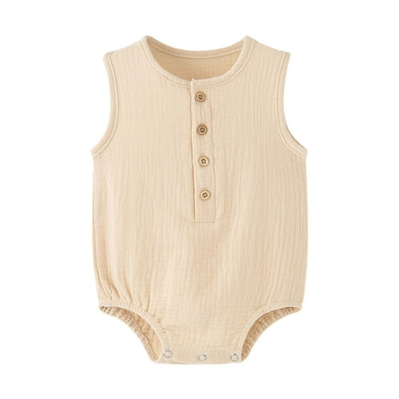 Baby Boy/Girl Romper Sleeveless Cotton Linen Tank Top Bodysuit One Piece Neutral Baby Summer Clothes