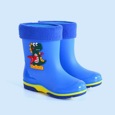 Baby Boy Girl Rubber Rain Shoes with Easy-On Handles Waterproof Rubber Boots Non- Sole Rainboots Birthday Gifts for Toddler Kids