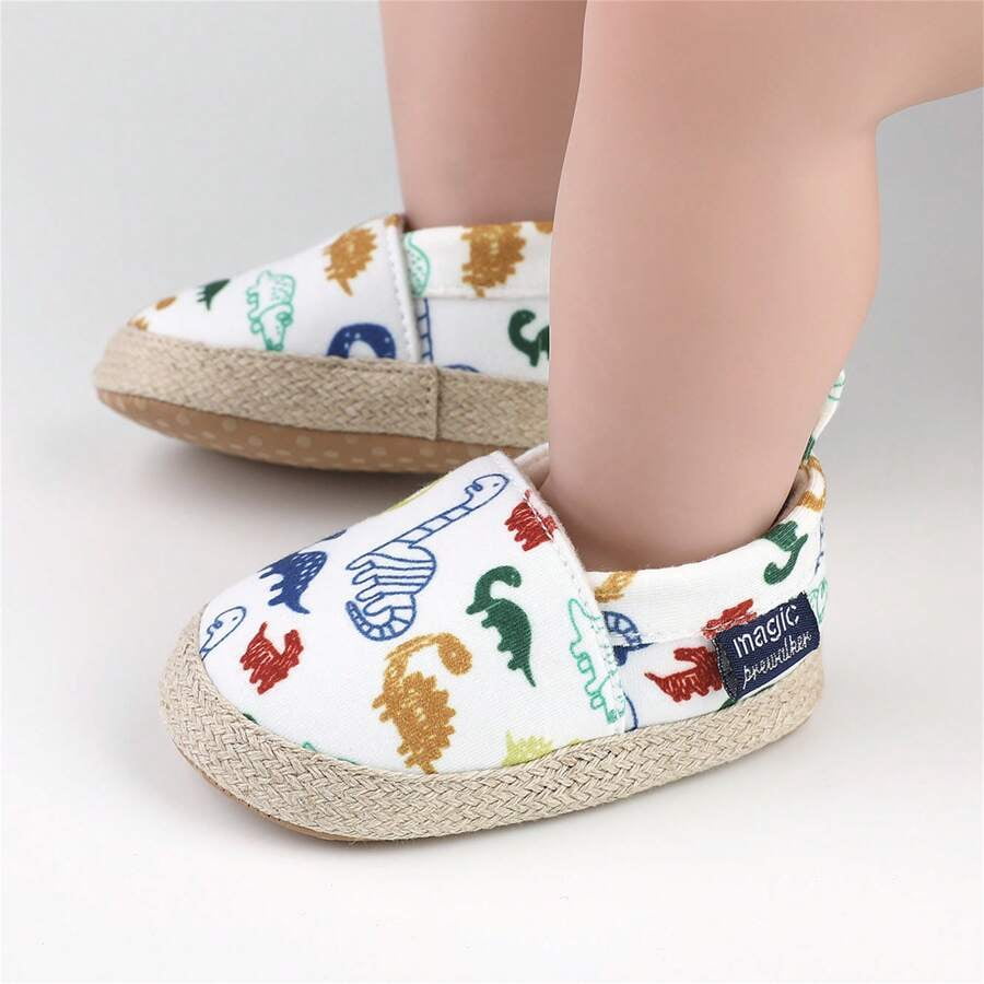 Baby Boy Girl Shoes Dinosaur Print Closed Toe Walking Shoes Casual Slip ...