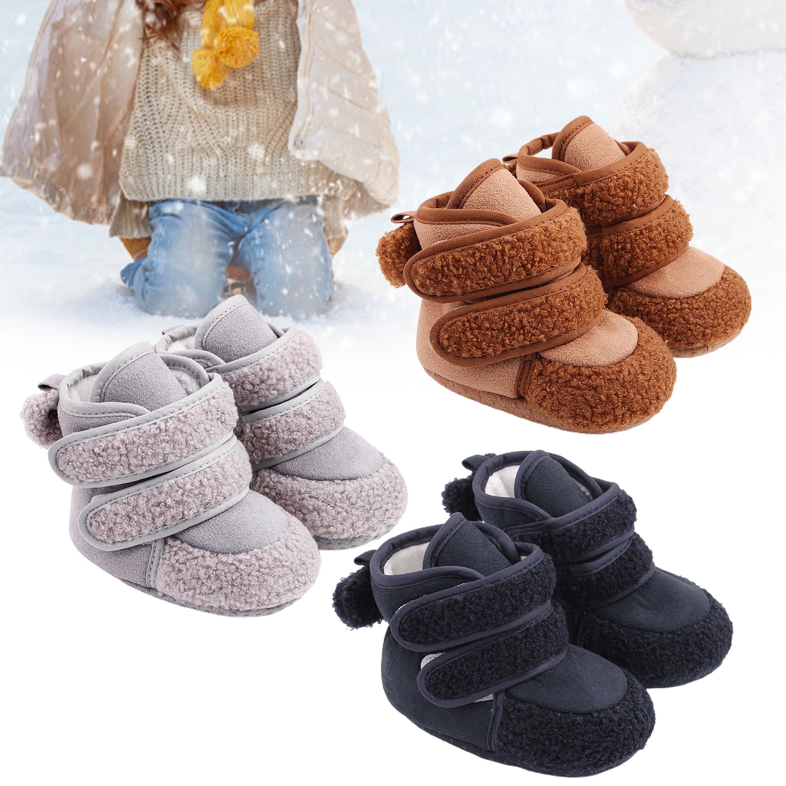 Baby Boy Girl Snow Boots Waterproof Winter Warm Booties Nonslip Lightweight Outdoor Shoes for First Walkers 6 9 12 18 24 Months Infant Toddler