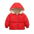 thumbnail image 1 of Baby Boy Girl Soft Winter Coat Clearance Sale Toddler Baby Boys Girls Autumn Winter Fleece Padded Jacket Hooded Zip Jacket Coat Red 7-8 Years, 1 of 5