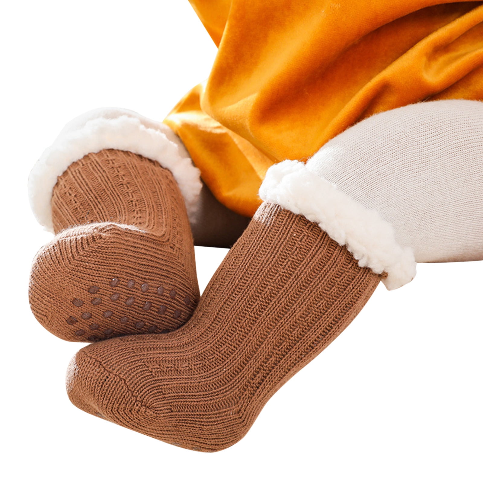 Baby Boy Girl Solid Ankle Crew Socks with Grips Toddler Kids Unisex