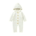 Baby Boy Girl Solid Button Down Knitted Romper Outfits Hooded Sweater