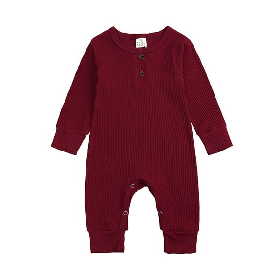 Baby Boy Girl Solid Color Jumpsuit Romper Long Sleeve One Piece Jumpsuits Clothes Sets for 3-24M