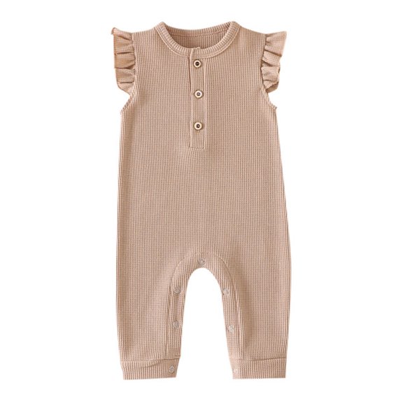 Baby Boy Girl Solid Romper Ruffle Short Sleeve Jumpsuits Clothes,Size 0 Months-3 Months