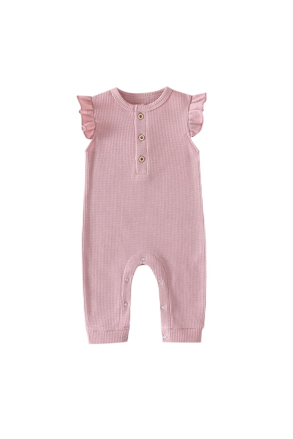 Baby Boy Girl Solid Romper Ruffle Short Sleeve Jumpsuits Clothes,Size 3 Months-6 Months
