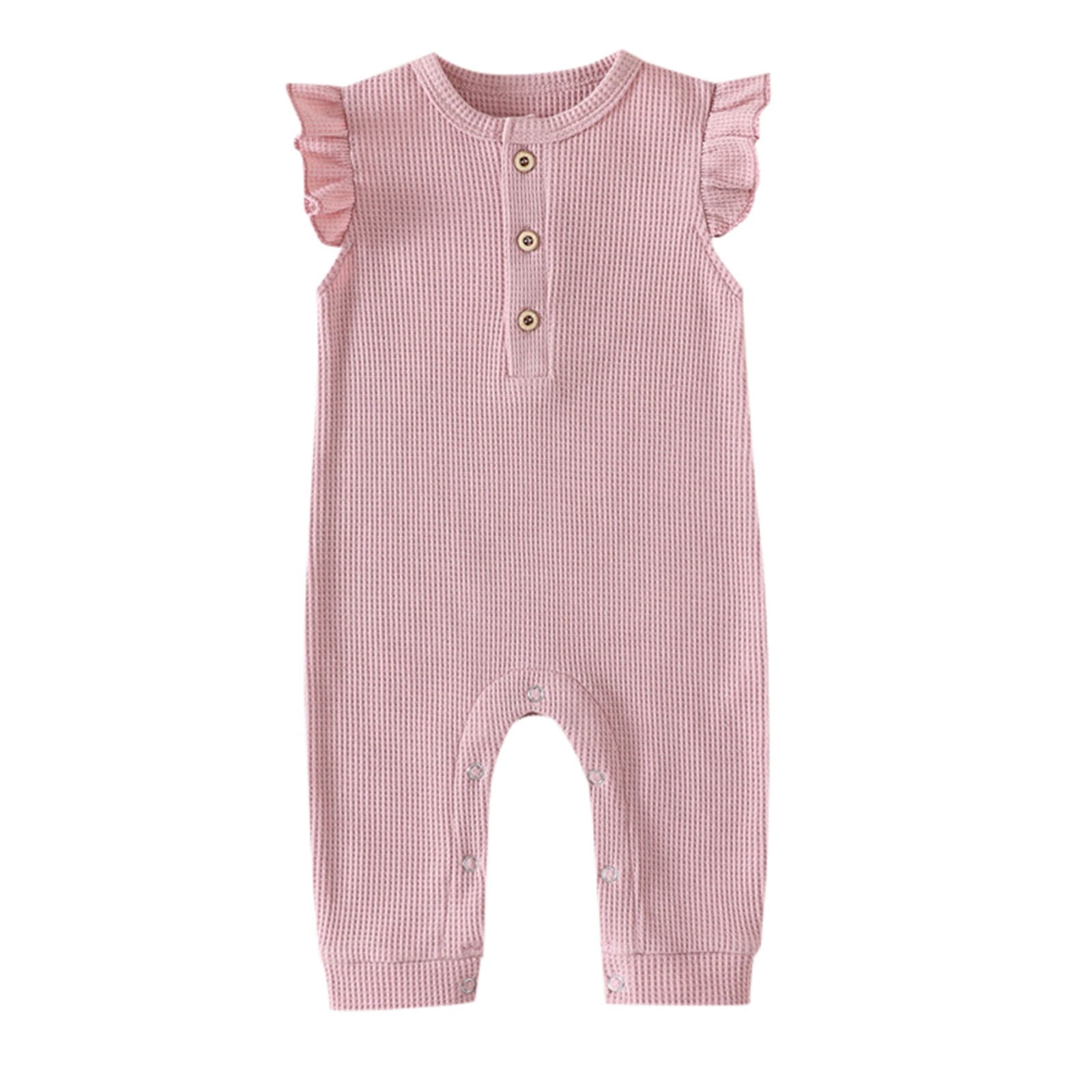 Baby Boy Girl Solid Romper Ruffle Short Sleeve Jumpsuits Clothes,Size 6 Months-9 Months