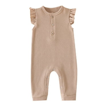 Baby Boy Girl Solid Romper Ruffle Short Sleeve Jumpsuits Clothes,Size 9 Months-12 Months