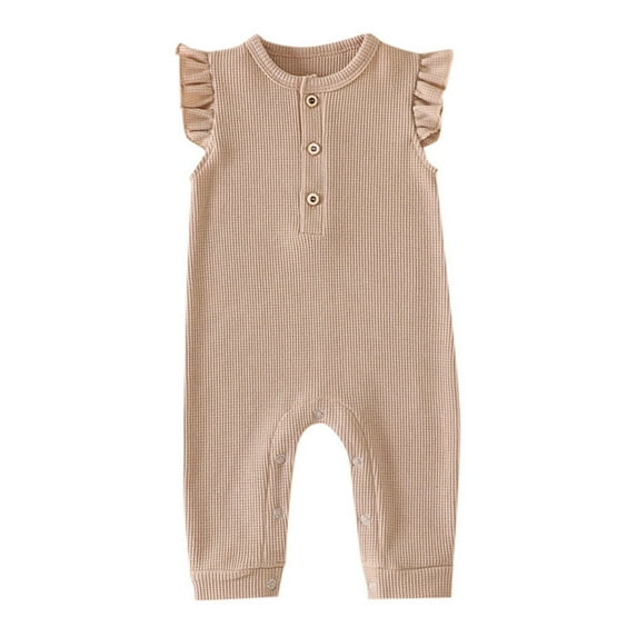 Baby Boy Girl Solid Romper Ruffle Short Sleeve Jumpsuits Clothes,Size 9 Months-12 Months