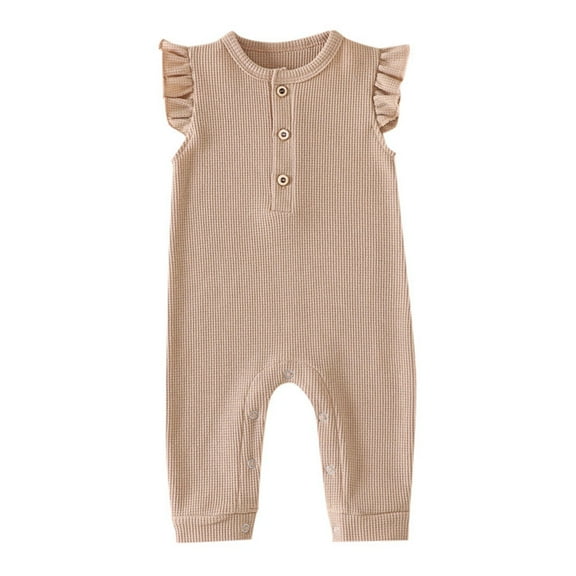 Baby Boy Girl Solid Romper Ruffle Short Sleeve Jumpsuits Clothes,Size 9 Months-12 Months