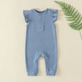 thumbnail image 1 of Baby Boy Girl Solid Romper Ruffle Short Sleeve Jumpsuits Clothes, 1 of 4