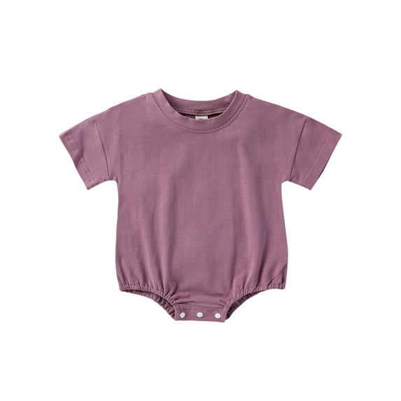 Baby Boy Girl Solid Shirt Bubble Romper Oversized Short Sleeve Onesie Unisex Newborn Outfit