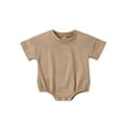thumbnail image 1 of Baby Boy Girl Solid Shirt Bubble Romper Oversized Short Sleeve Onesie Unisex Newborn Outfit, 1 of 9
