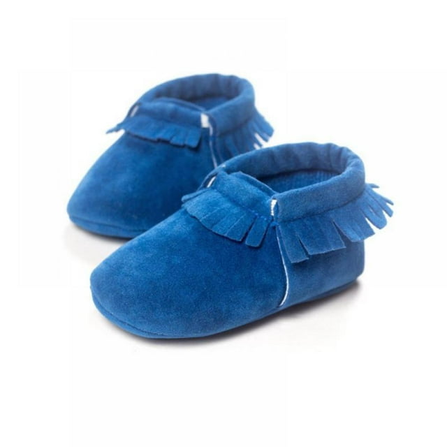 Baby Boy Girl Suede Leather Shoes Non-slip Soft Sole Casual Shoes Toddler PU Boots (Blue)