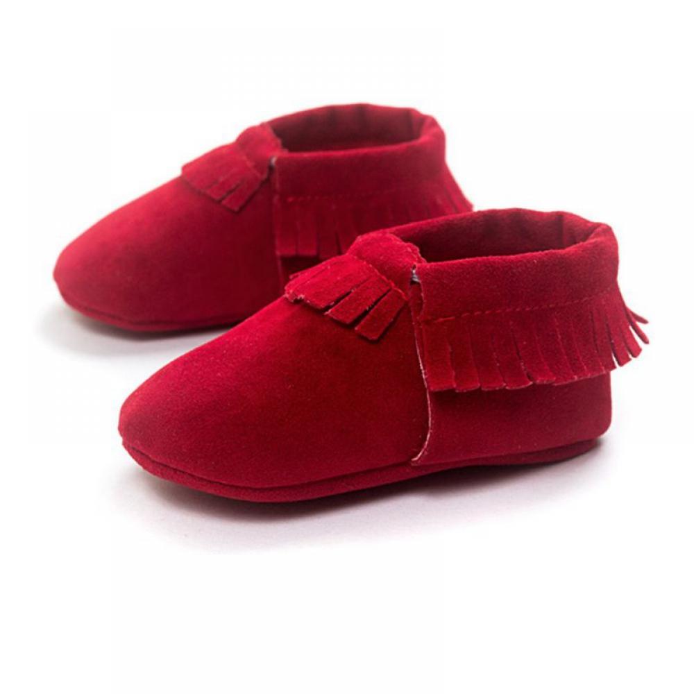 Baby Boy Girl Suede Leather Shoes Non-slip Soft Sole Casual Shoes Toddler PU Boots (Red) - image 1 of 3