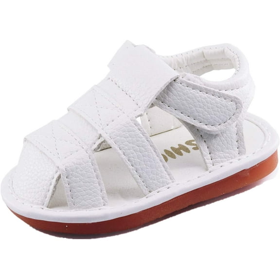 Baby Boy Girl Summer Infant Squeaky Sandals Premium Rubber Sole Closed-Toe Non-Slip Shoes Toddler First Walkers