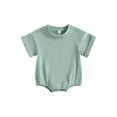thumbnail image 1 of Baby Boy Girl Summer Shirt Romper Short Sleeve Solid Color Bodysuit Newborn Infant Basic One Piece Clothes, 1 of 6