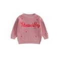 thumbnail image 1 of Baby Boy Girl Sweater Letter Heart Embroidery Crew Neck Long Sleeve Pullovers Fall Toddler Valentine's Day Clothes Jumpers Tops, 1 of 9