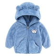 thumbnail image 1 of Baby Boy Girl Teddy Fleece Hoodies Fuzzy Fluffy Hooded Sweatshirt Jacket Cute Bear Ear Coat Fall Winter Warm Zip Up Outerwear, 1 of 2